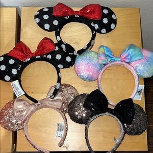Disney Mouse Ear Headbands Set - Red, Black, Pink, and Multicolor